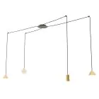 Emibig Pendelleuchte Fuji Stahl Gold | Geeignet für 1x E14 - Max 10W, 1x GU10 - Max 10W, 2x GX53 - Max 10W